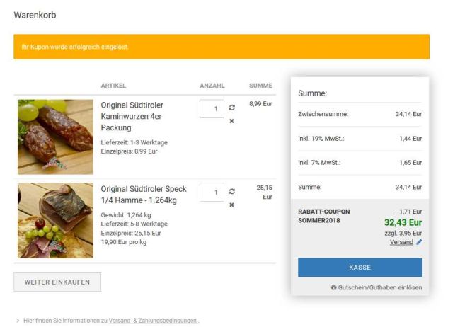Coupons im Warenkorb verrechnen V1.0 für Gambio GX3 - Kopie
